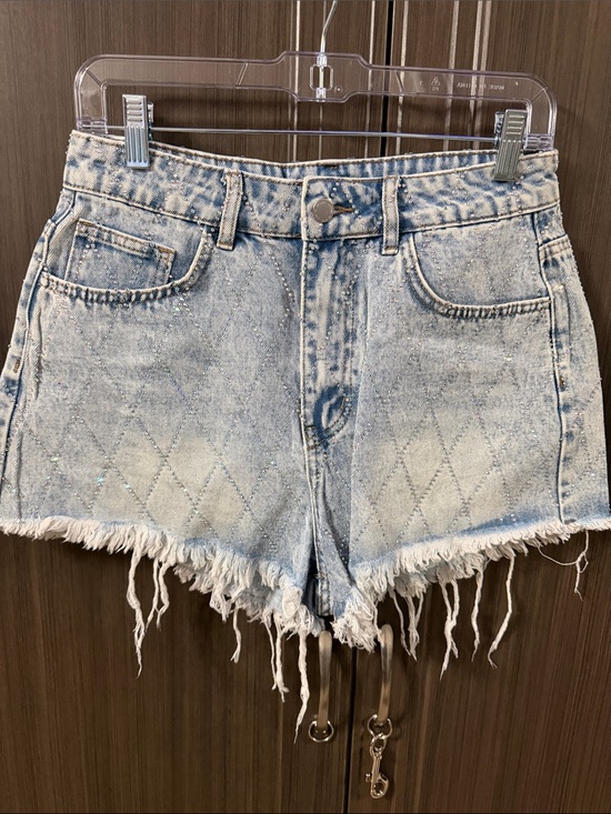 SHEIN Pants - SHEIN Light Blue Sparkle Distressed Denim Shorts